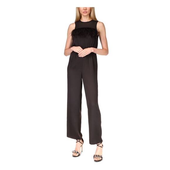MICHAEL MICHAEL KORS Womens Black Elastic Waist Straight leg Jumpsuit 14 - Picture 1 of 4